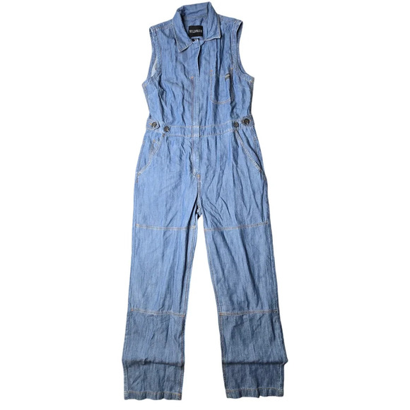 Wildfang Essential Chambray Sleeveless High Waisted Coverall Size: M - Picture 2 of 9
